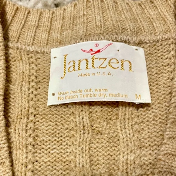 Vintage Jantzen Cable Knit Wool Blend Sweater Vest - Made in The USA - Medium - Picture 2 of 5